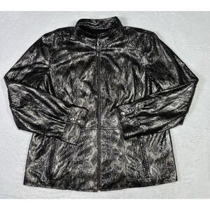 Chico's Jacket Womens Large  Chicos 2 Metallic Snakeskin Pattern Cocktail Party